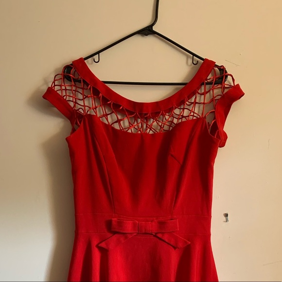 Bettie Page red cocktail dress - Picture 2 of 6